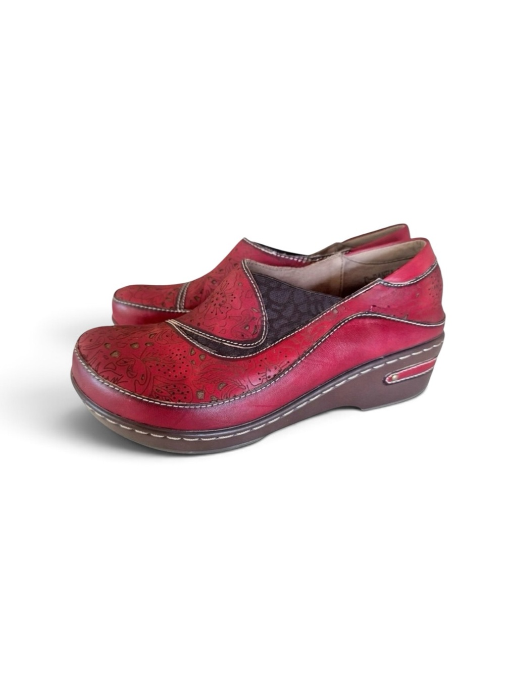 L'Artiste by Spring Step Leather Clogs Burbank Red